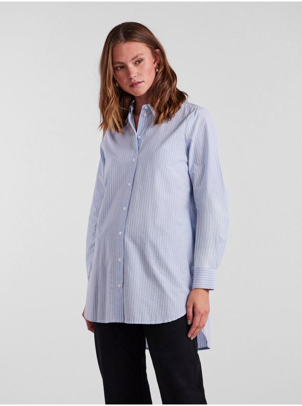 Pieces Light Blue Women's Striped Oversize Shirt Pieces Jiva - Women's