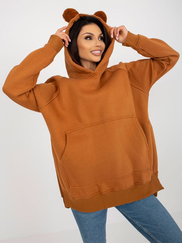 Fashionhunters Light Brown Kangaroo Hoodie