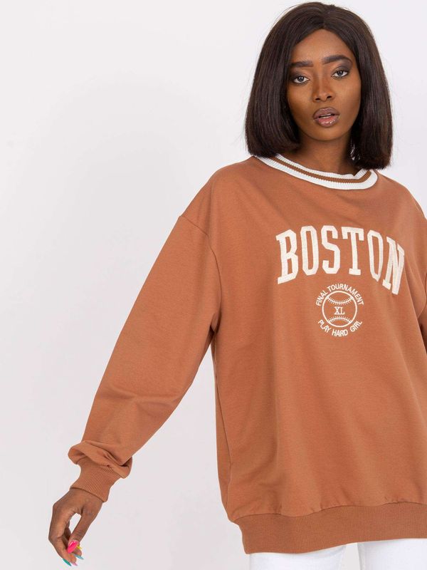 Fashionhunters Light brown oversized sweatshirt from Louna