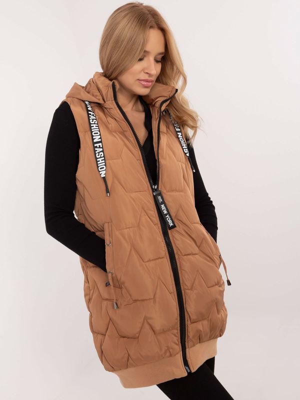 Factory Price Light brown quilted vest with zipper