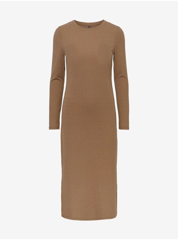 Pieces Light Brown Ribbed Sweater Mididress Pieces Kylie - Women
