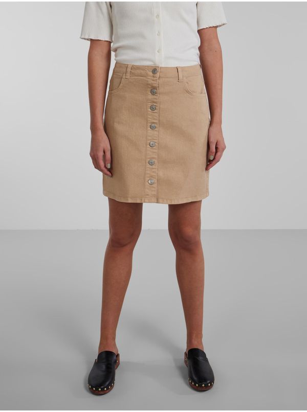 Pieces Light Brown Women's Denim Skirt Pieces Peggy - Women