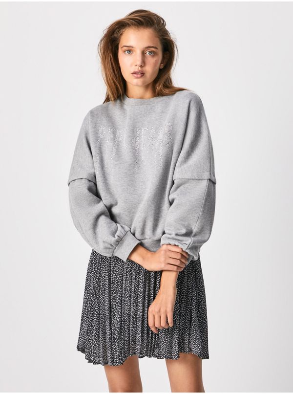 Pepe Jeans Light gray women's sweatshirt with decorative details Pepe Jeans Debbie - Women
