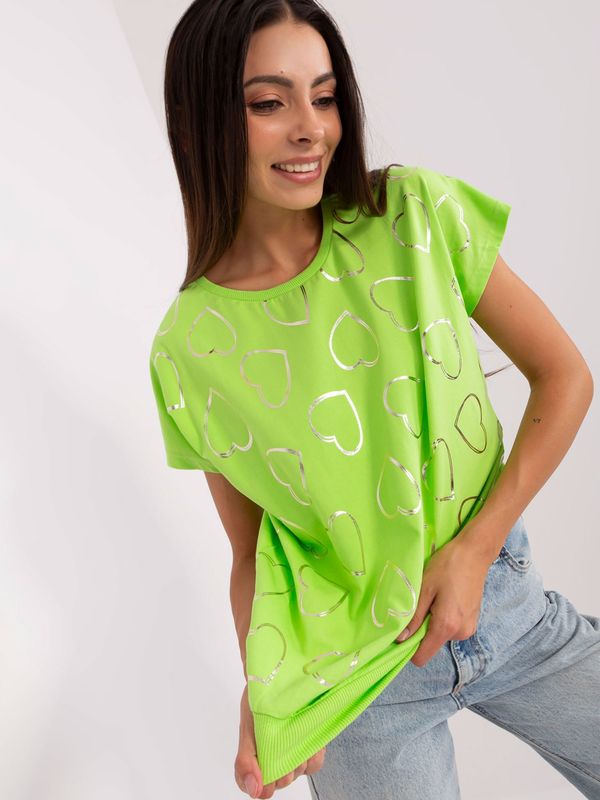 Fashionhunters Light green cotton blouse with print