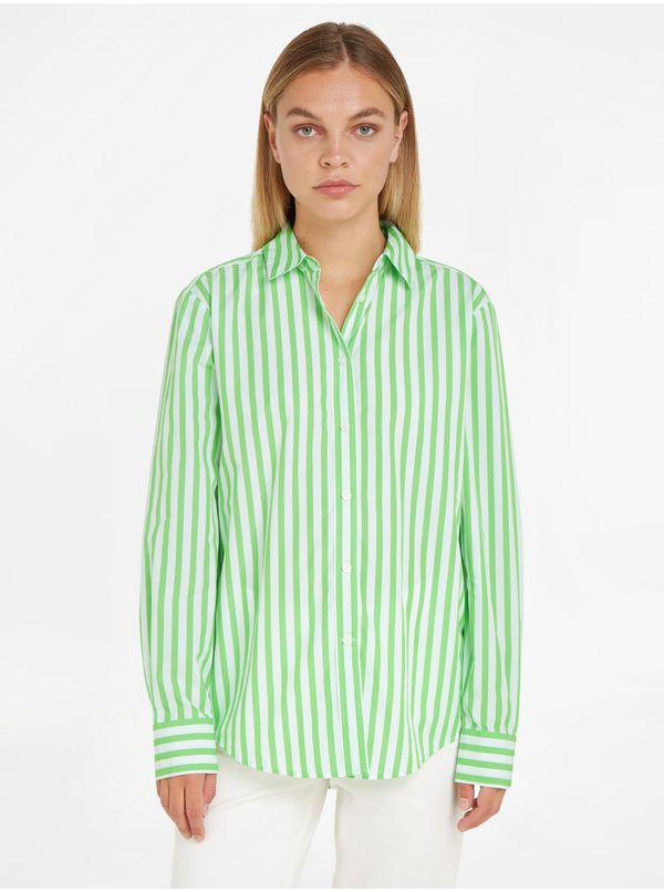 Tommy Hilfiger Light Green Ladies Striped Shirt Tommy Hilfiger - Women
