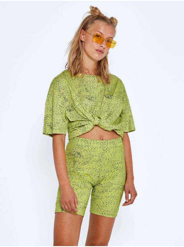 Noisy May Light Green Short Patterned Leggings Noisy May Anna - Women