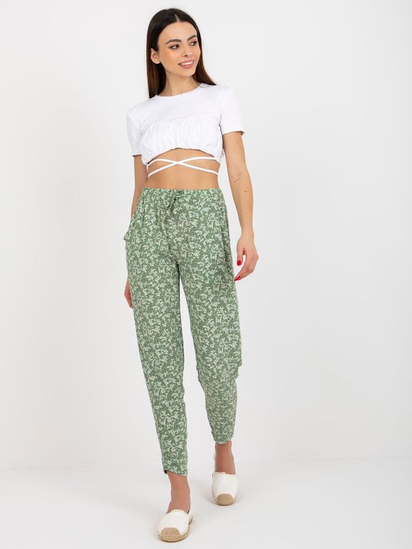 Fashionhunters Light green summer floral pants SUBLEVEL