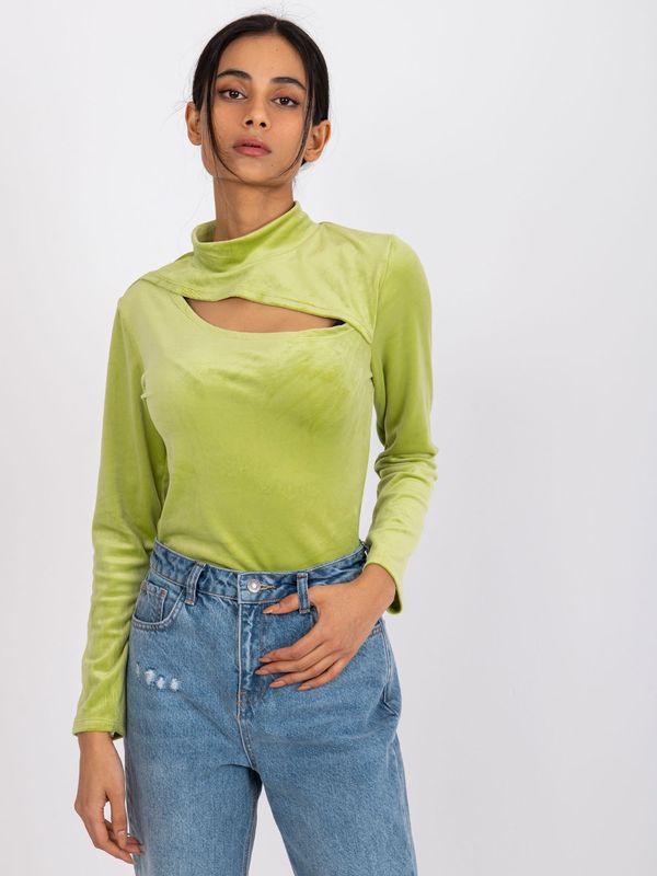 Fashionhunters Light green velour blouse cut Kigali