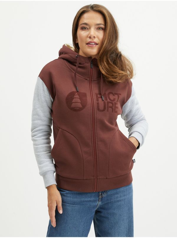 Picture Light grey-burgundy women's hoodie Picture - Women's