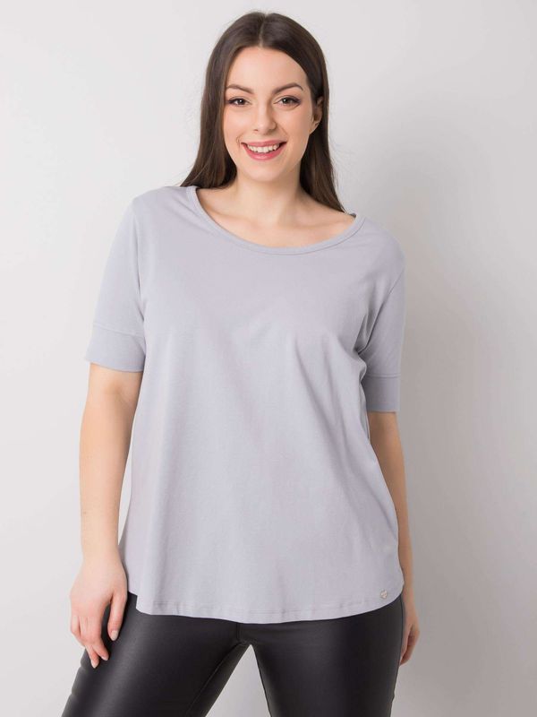 Fashionhunters Light grey cotton t-shirt