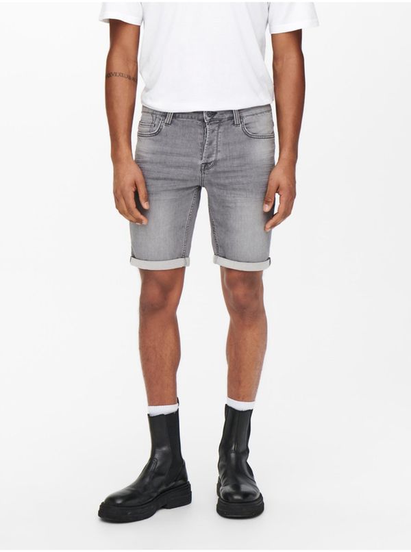 Only Light Grey Denim Shorts ONLY & SONS Ply - Men