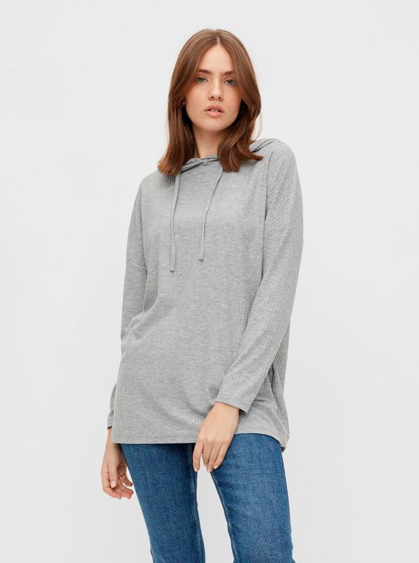 Pieces Light Grey Hoodie Pieces Ribbi - Women