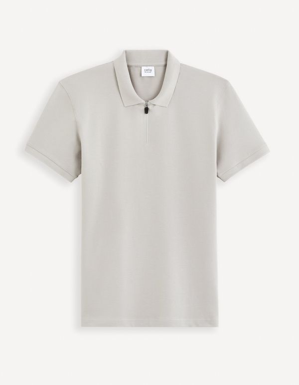 Celio Light grey men's basic polo shirt Celio Gebenoit