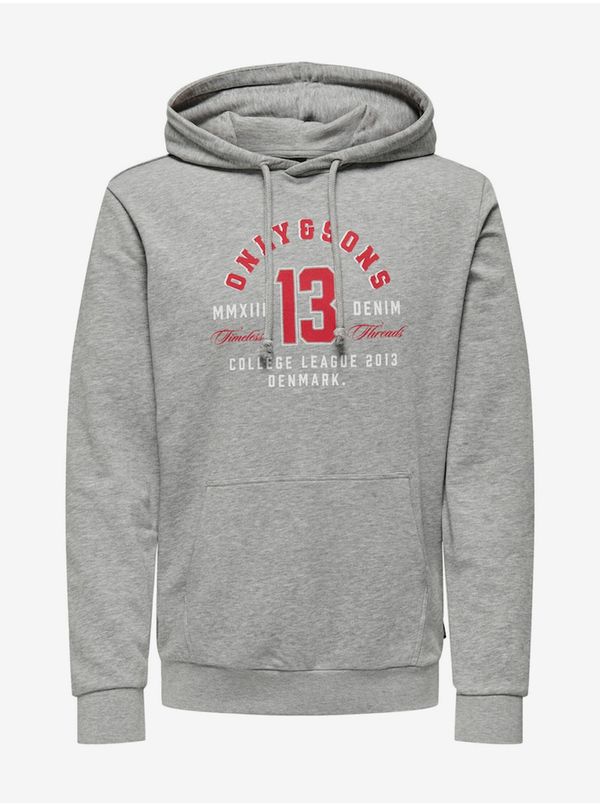 Only Light grey men's hooded sweatshirt ONLY & SONS Lenny - Men