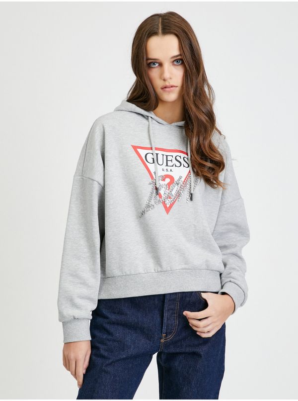 Guess Light Grey Women's Oversize Hoodie Guess - Women