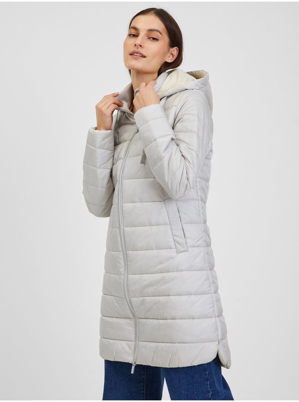 Orsay Light grey women's winter quilted coat ORSAY