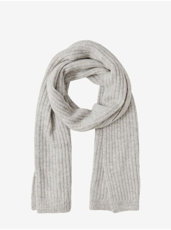 Pieces Light grey women's wool scarf Pieces Jeslin - Women's