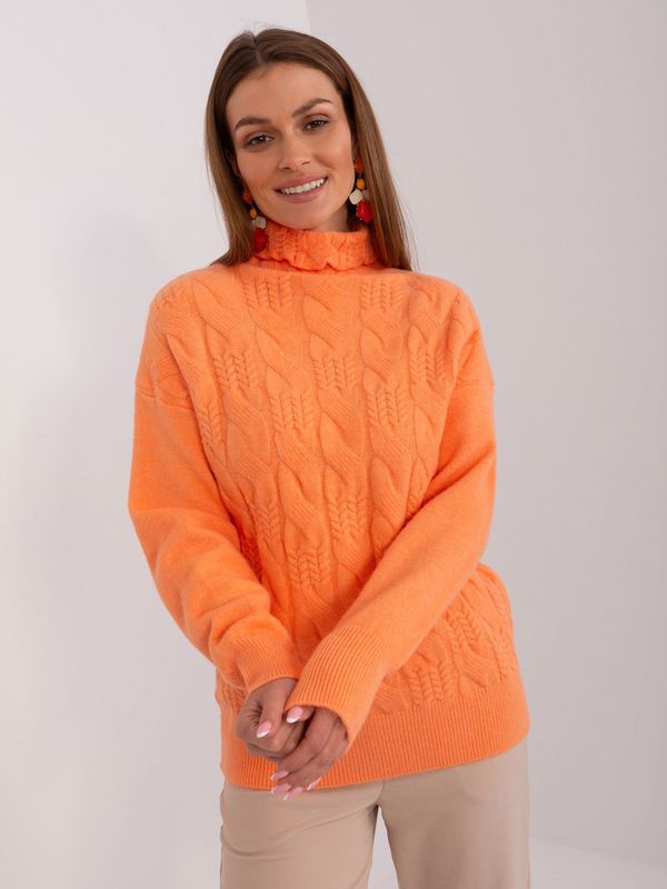 Fashionhunters Light orange long-sleeved sweater