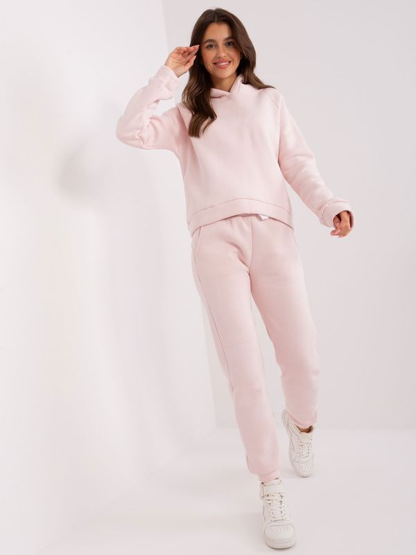 Fashionhunters Light pink basic set with sweatshirt