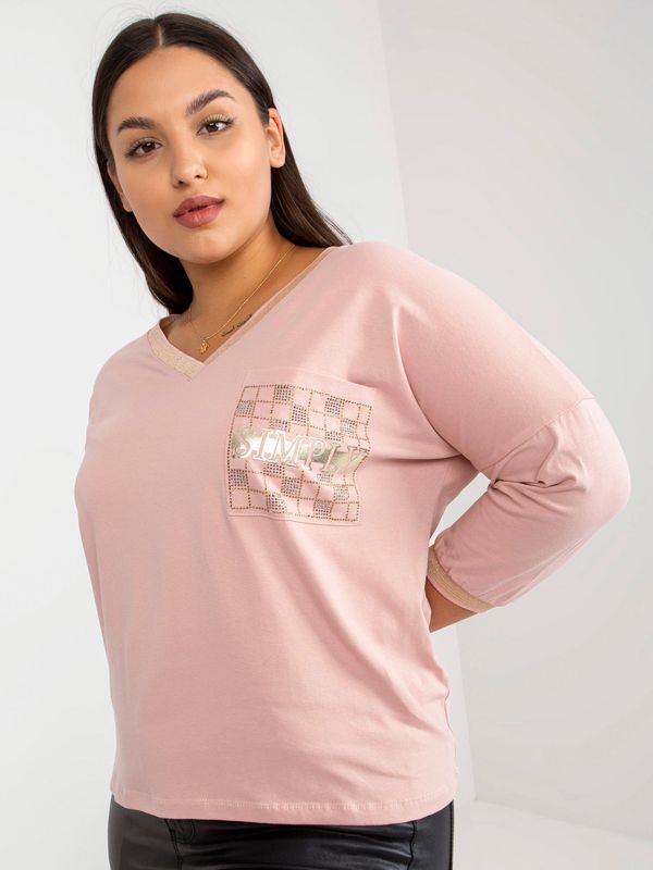 Fashionhunters Light pink blouse of oversize for everyday wear with application