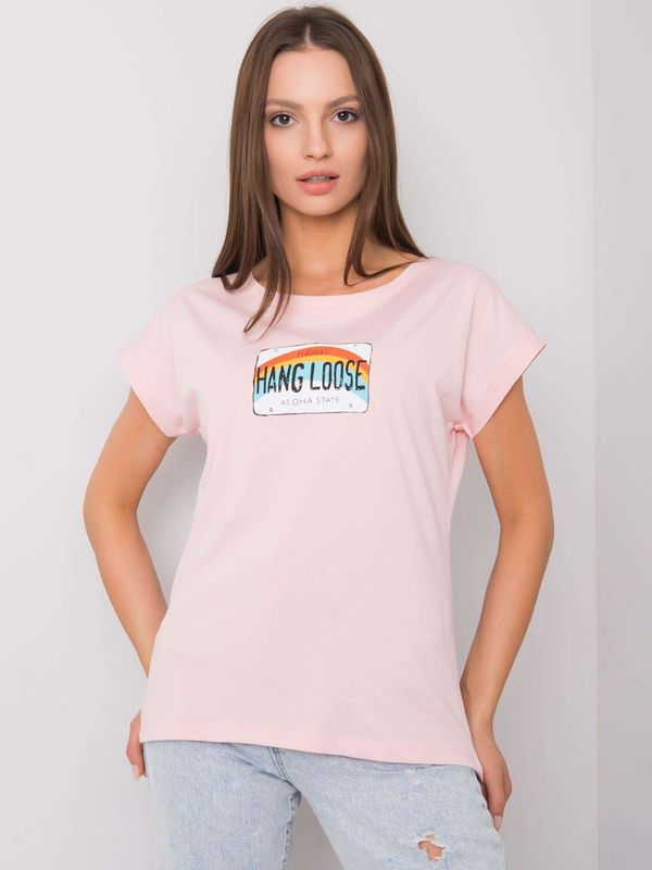 Fashionhunters Light pink cotton women's T-shirt