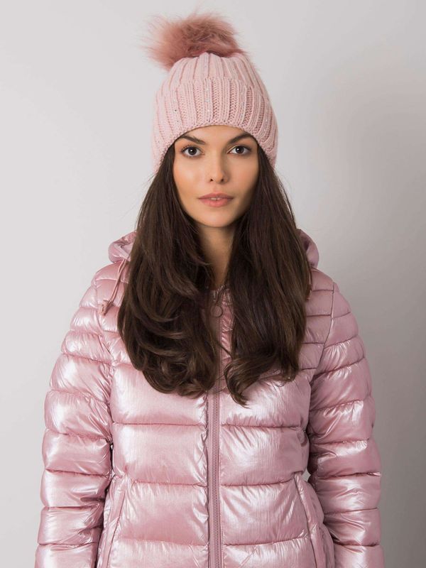 Fashionhunters Light pink insulated cap with patches