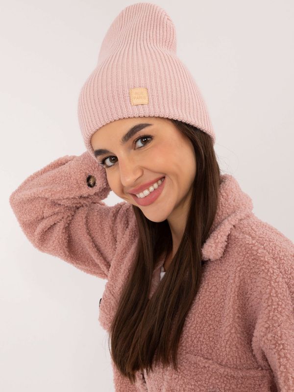 Fashionhunters Light pink knitted winter hat RUE PARIS