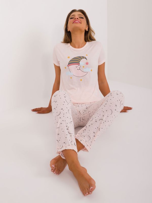 Fashionhunters Light pink pajamas with short sleeves