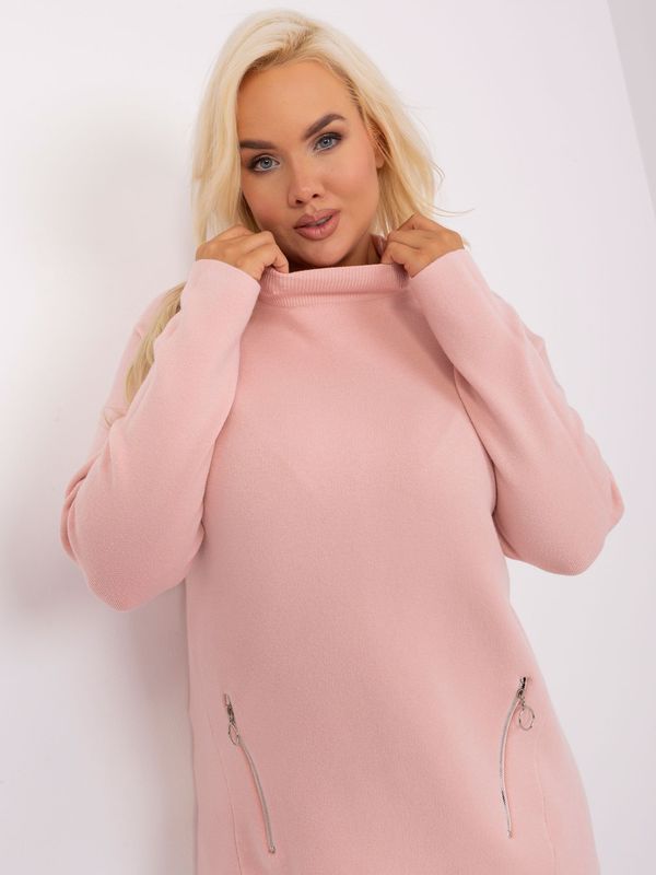 Fashionhunters Light pink plus size turtleneck sweater