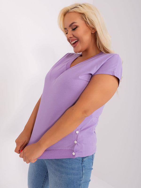 Fashionhunters Light purple blouse plus button sizes