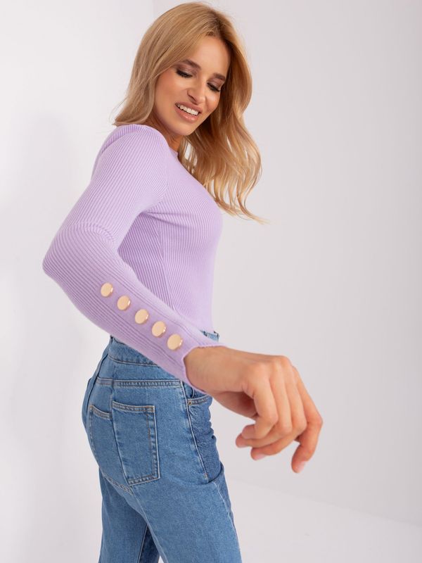 Fashionhunters Light purple fitted classic sweater