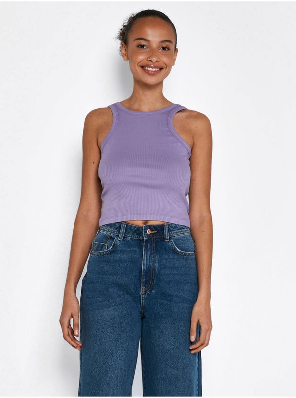 Noisy May Light purple ribbed cropped tank top Noisy May Ribella - Women