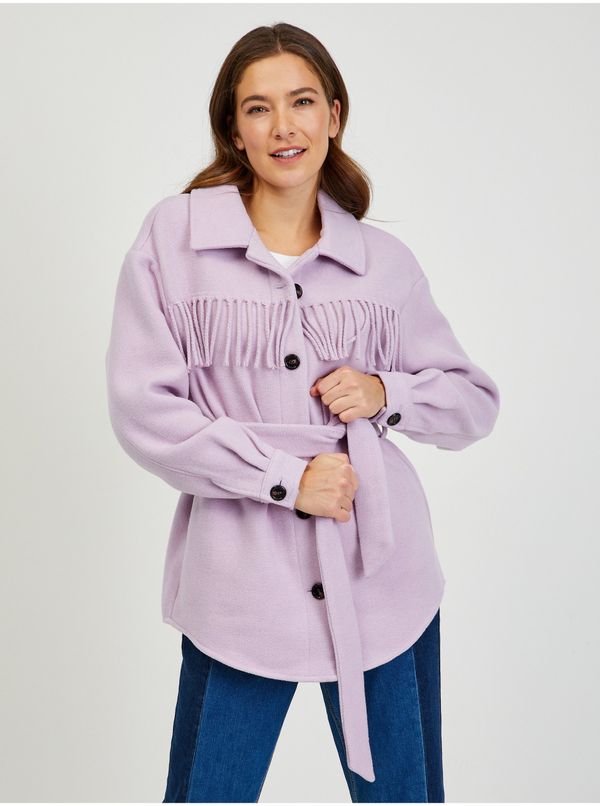 Orsay Light Purple Shirt Winter Jacket with Fringe ORSAY - Women