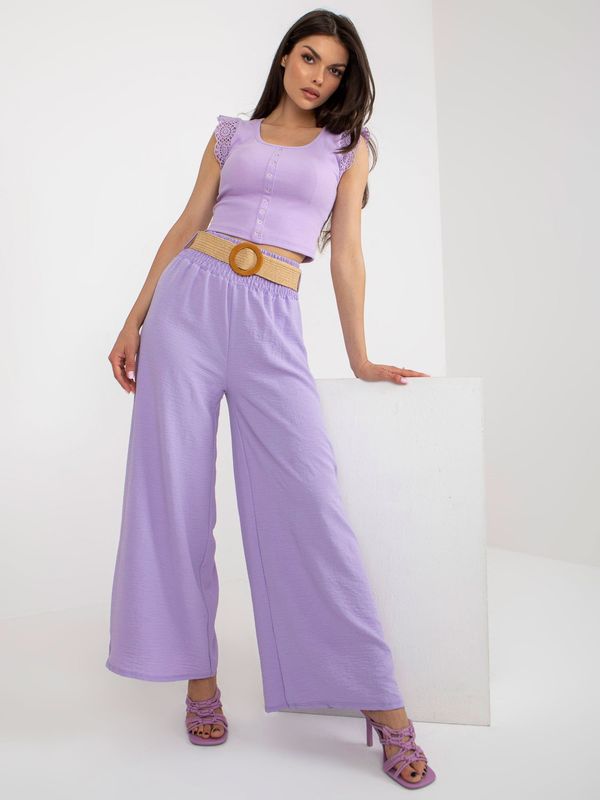 Fashionhunters Light purple trousers made of airy fabric