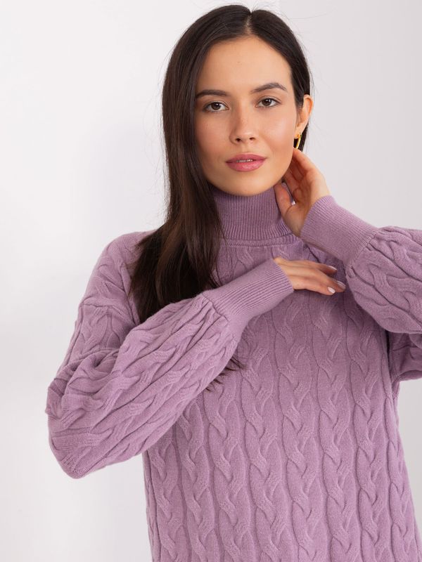 Fashionhunters Light purple viscose turtleneck