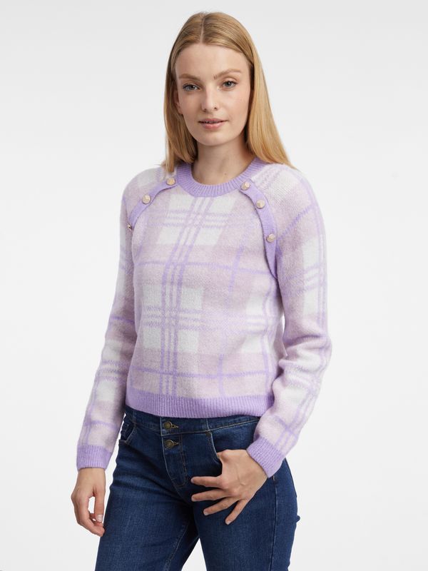 Orsay Light purple women's checked sweater ORSAY