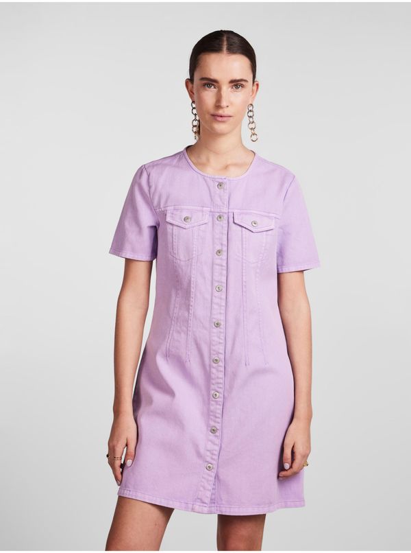 Pieces Light Purple Women's Denim Shirt Dress Pieces Tara - Women's