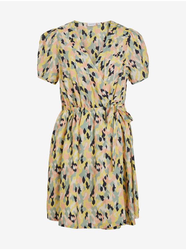 Vila Light yellow lady patterned dress VILA Jackie - Women