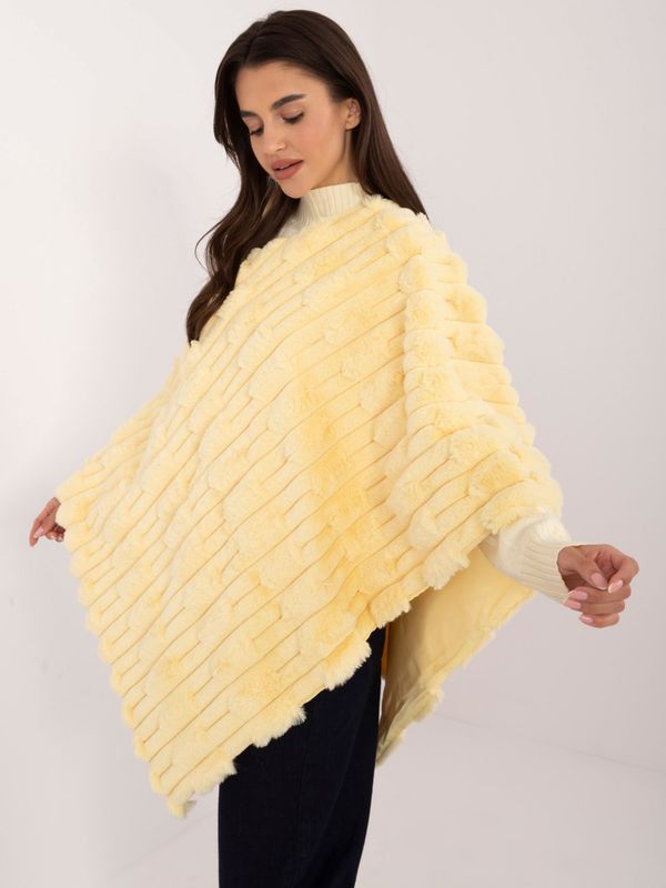 Fashionhunters Light yellow women's fur poncho