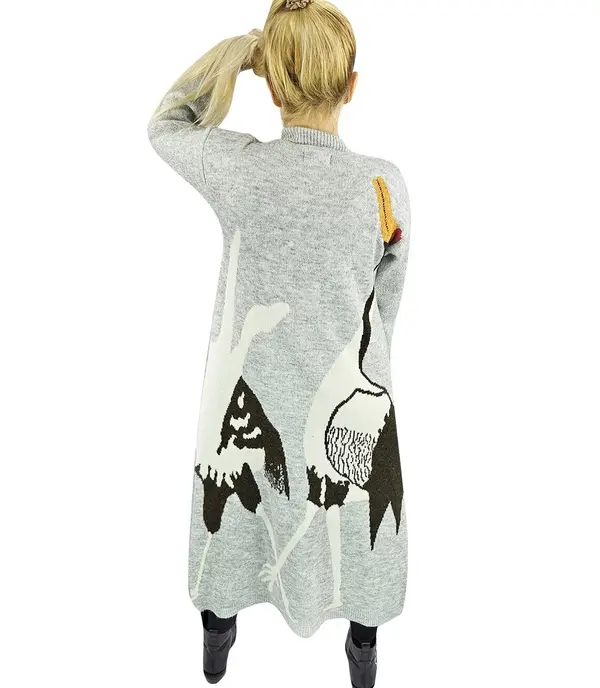 Pri Long cardigan sweater bird print cashmere GRACE