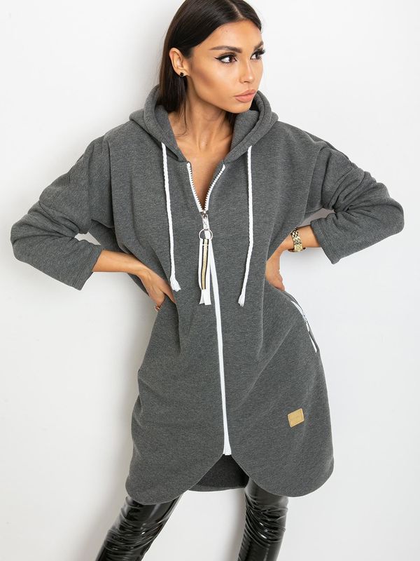 Fashionhunters Long, dark grey sweatshirt