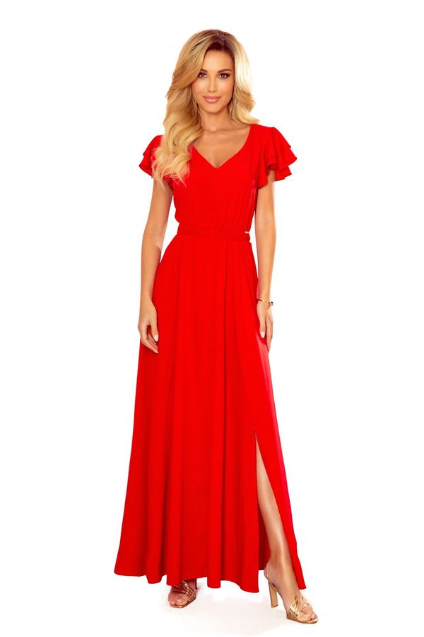 NUMOCO Long dress with a neckline and ruffles Numoco