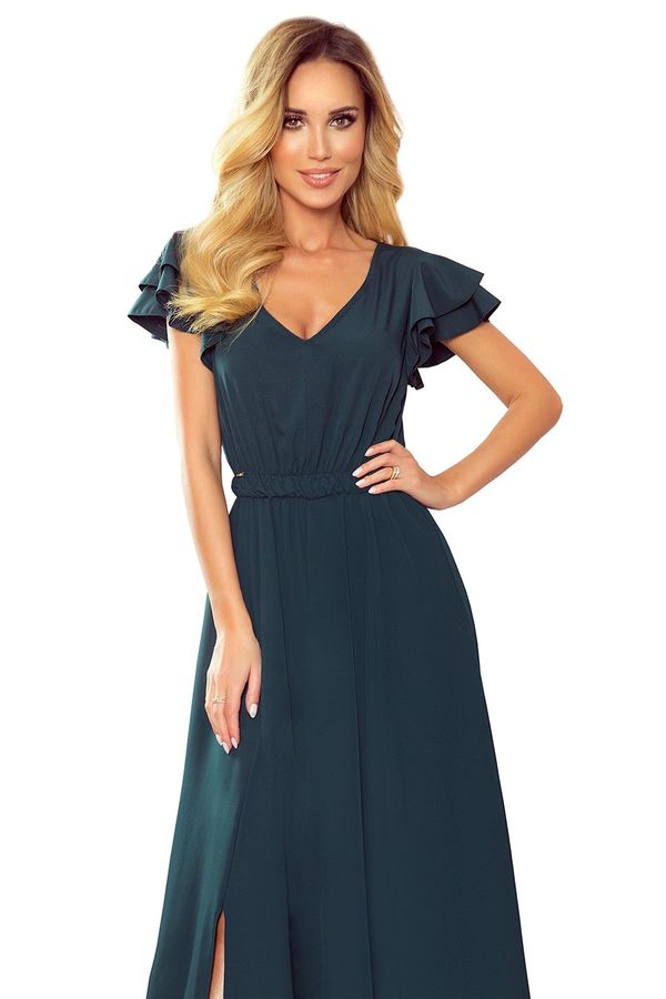 NUMOCO Long dress with a neckline and ruffles Numoco