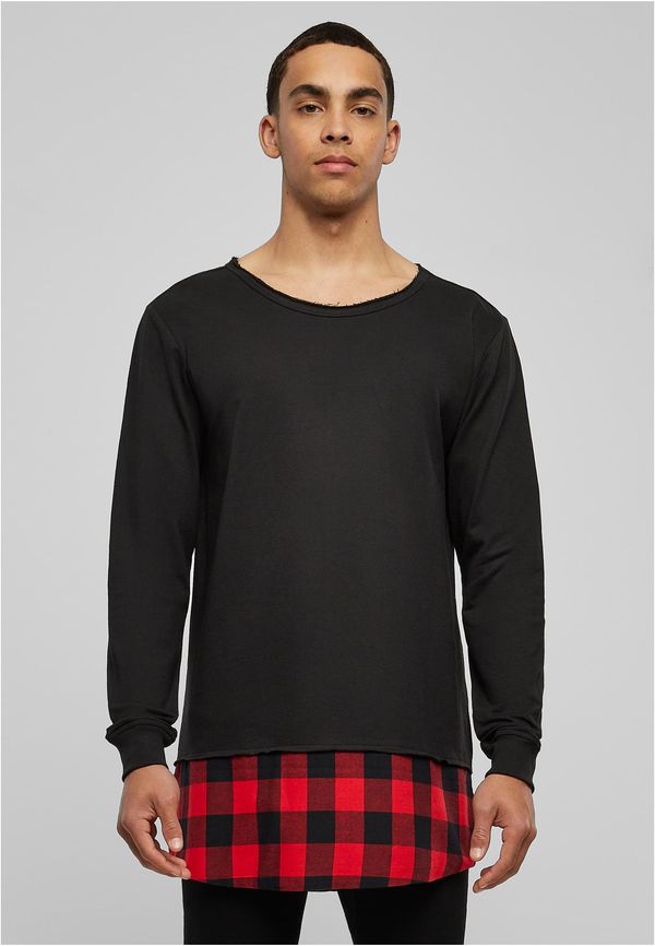 UC Men Long Fannelle Bottom Open Edge Crewneck blk/blk/red