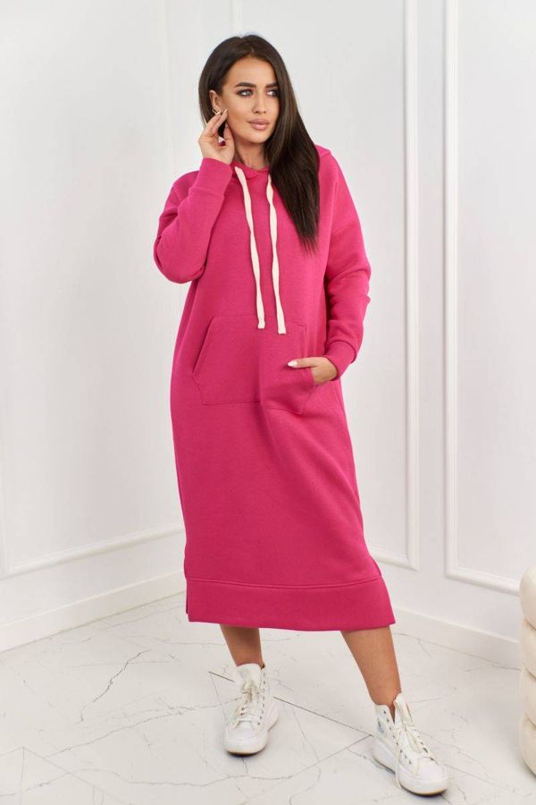 Kesi Long fuchsia dress with hood