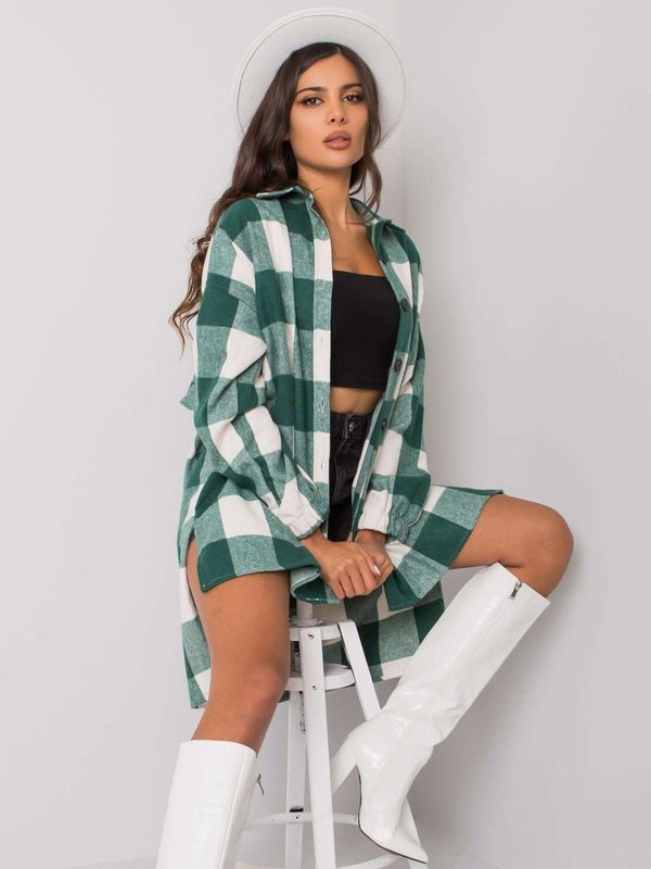 Fashionhunters Long green-and-white checkered shirt Amerie