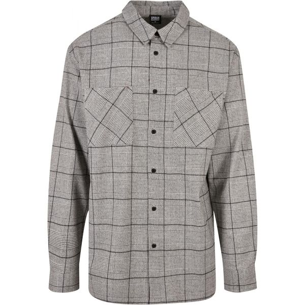 Urban Classics Long oversized plaid grey-black shirt