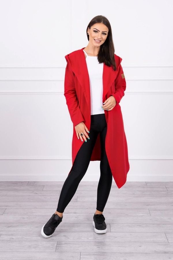 Kesi Long red hooded cardigan