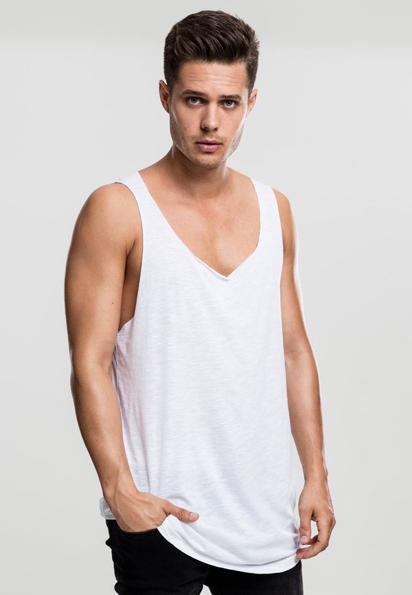 UC Men Long Shape Open Edge Loose Tank White