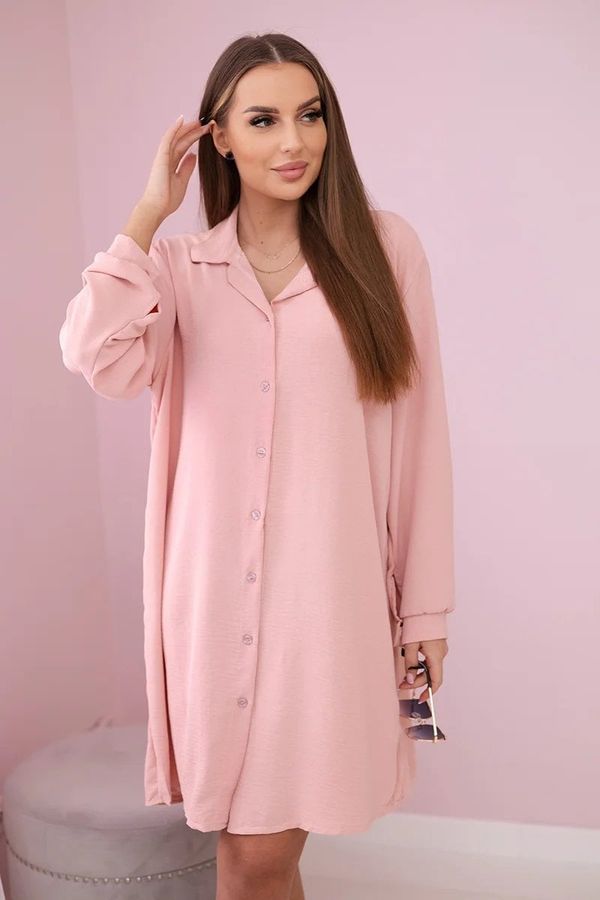 Kesi Włoski Long shirt with powder pink viscose